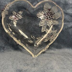 Heart-Shaped Glass Dish with Floral Design